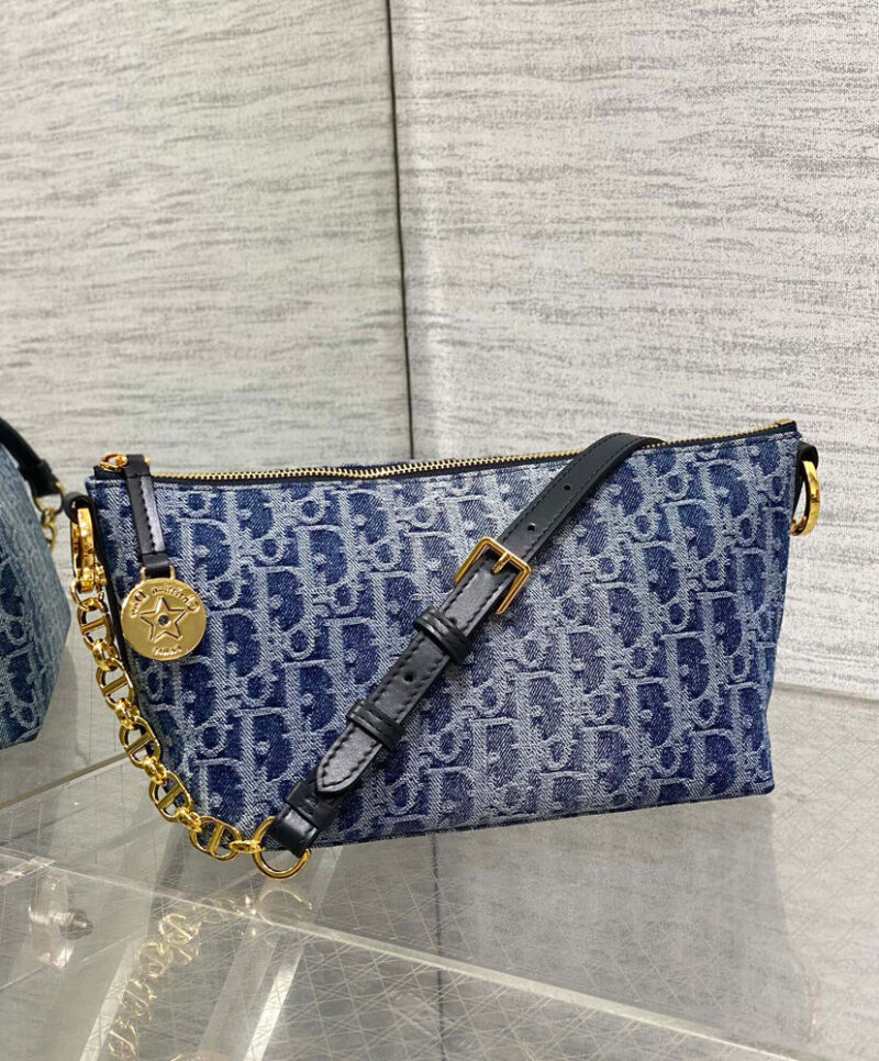Christian Dior Diorstar Hobo Bag with Chain Blue